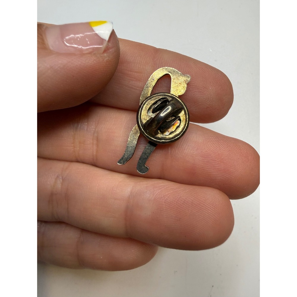 Initial Letter R Lapel Pin Monogram Script Cursive Metallic Silver Tone Small - Picture 3 of 4